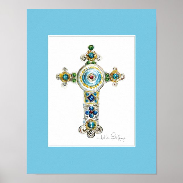 Turquoise Cross von Heather French Henry Poster (Vorne)