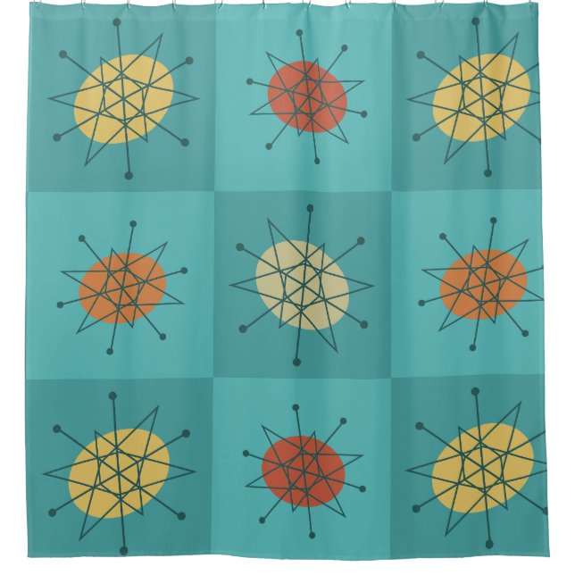 Turquoise des kontrollierten Atomzeitalters Duschvorhang (Vorderseite)