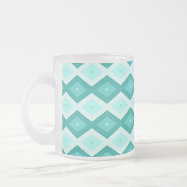 Turquoise diamond pattern mattglastasse (Links)