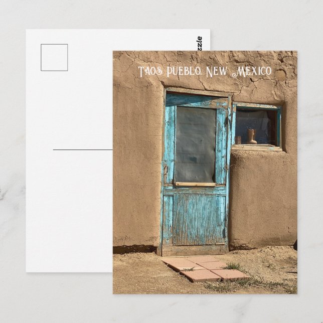 Turquoise Door Taos Pueblo Fotografie Postkarte (Vorne/Hinten)