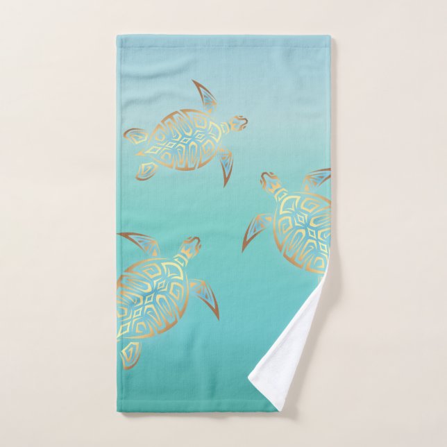 Turquoise d'or Turquoise Turtles Côtes Maritime (Serviette à main)
