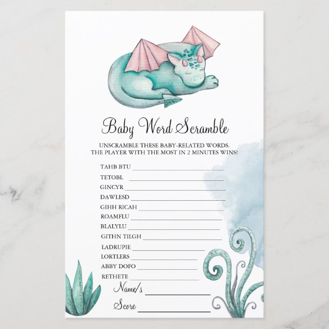Turquoise Dragon Baby Scramble Baby Game (Vorderseite)