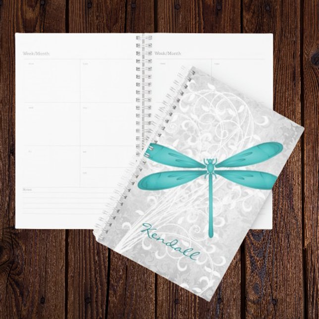 Turquoise Dragonfly Personnalisé Planner (Teal Dragonfly Personalized Planner)