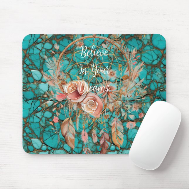 Turquoise Dream Catcher Mousepad (Mit Mouse)