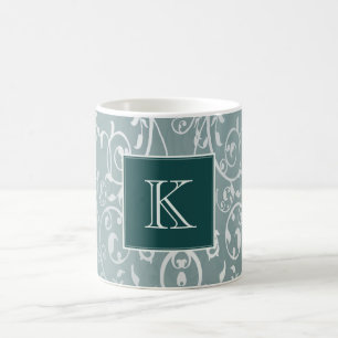 Turquoise Élégant Monogram Mug