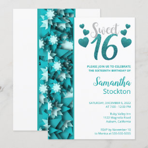 Turquoise élégant Sweet 16 Invitation