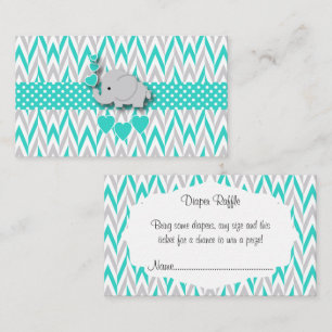 Turquoise Elephant Babydusche Windelwanne Begleitkarte