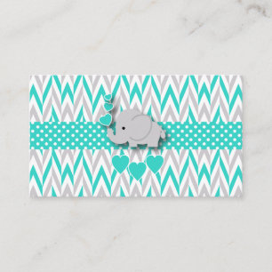 Turquoise Elephant Babyduschenkocher Begleitkarte