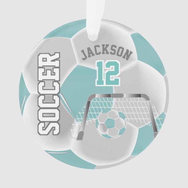 Turquoise et blanc Personnalisez ⚽ balle de footba (devant)