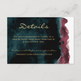 Turquoise et Bourgogne Mariage Détails Carte de bo