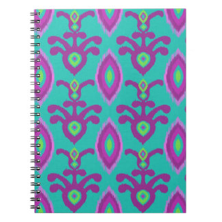 Turquoise et carnet pourpre de conception d'Ikat