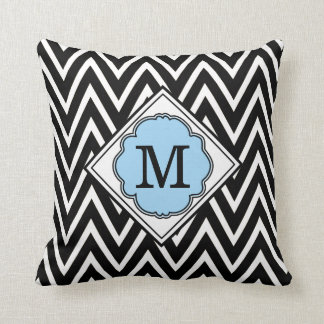 Turquoise et coussin noir de motif de Chevron de