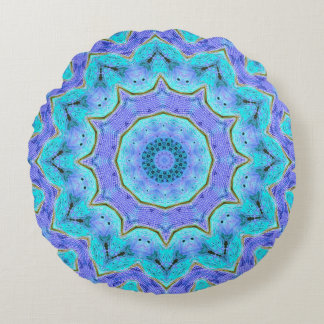 Turquoise et coussin rond de mandala pourpre de