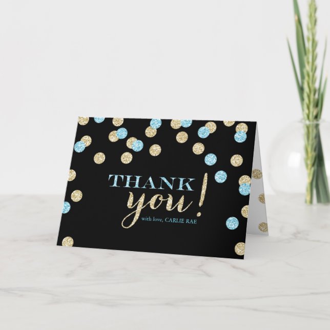 Turquoise et Gold Parties scintillant Merci Cartes (Devant)