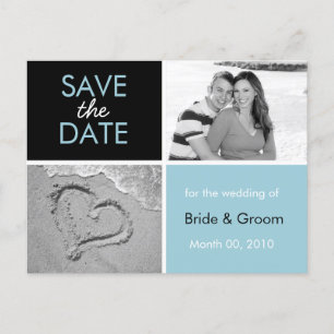 Turquoise et noir Enregistrer la date Photo Cartes