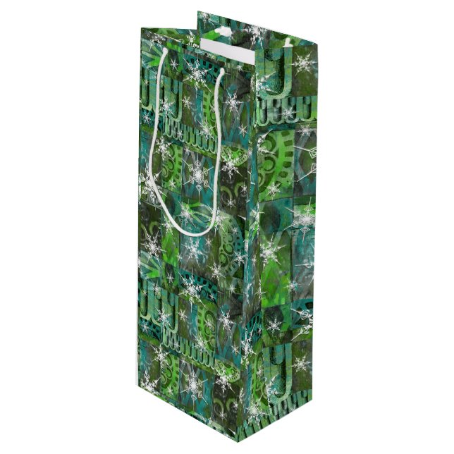 Turquoise et vert avec Snowflakes Vacances Sac à v (Devant Angle)
