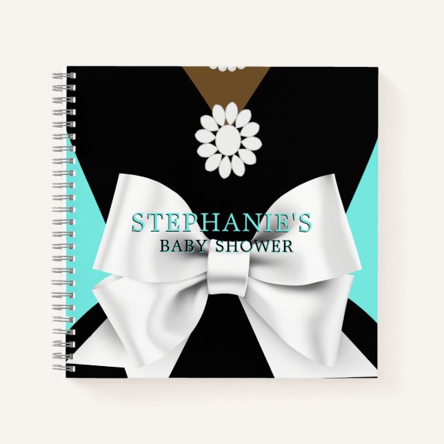 Turquoise Ethnic Tiffany Thème Baby shower Livre d (Devant)
