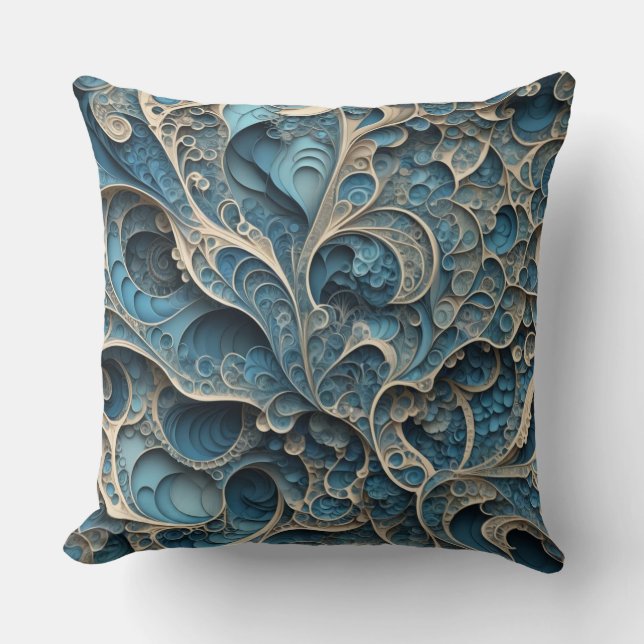 Turquoise Filigree Kissen (Vorderseite)