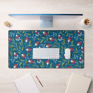 Turquoise Fleur Bureau Mat Grande impression