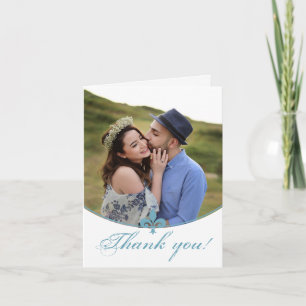 Turquoise Fleur de Lis Photo Mariage Merci Cartes