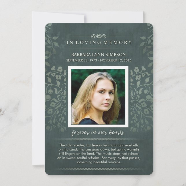 Turquoise Floral Custom Photo Poem Carte de remerc (Devant)