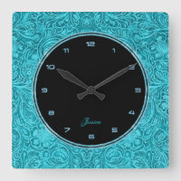 Turquoise Floral Falsch Leather Embossed Look 2
