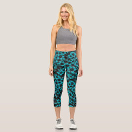Turquoise Floral Leggings