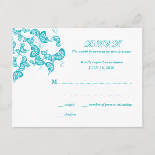 Turquoise Floral Peacock Réponse / Carte postale R
