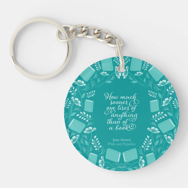 Turquoise Floral Pride & Prejudice Bookish Citatio (Devant)