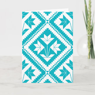Turquoise Floral Quilt Greeting Card Karte