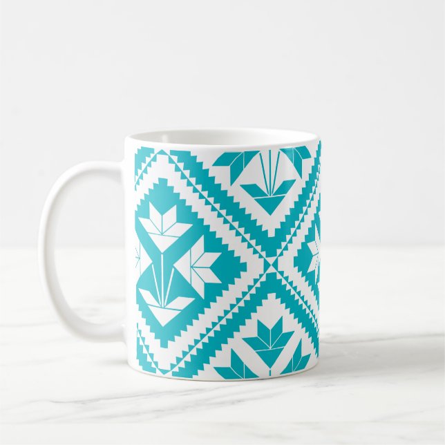 Turquoise Floral Quilt Mug Kaffeetasse (Links)