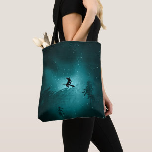 TURQUOISE FLYING HALLOWEEN WITCHES TASCHE