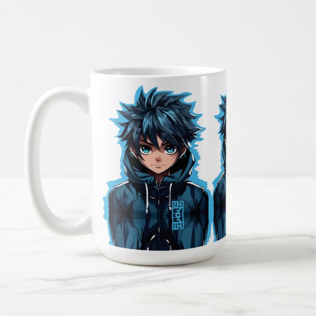Turquoise Force: Manga Boy im Anime-Stil Kaffeetasse (Links)