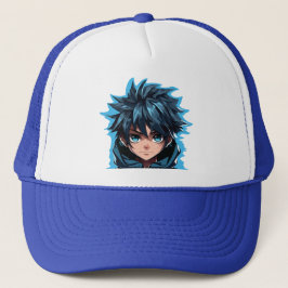 Turquoise Force: Manga Boy im Anime-Stil Truckerkappe