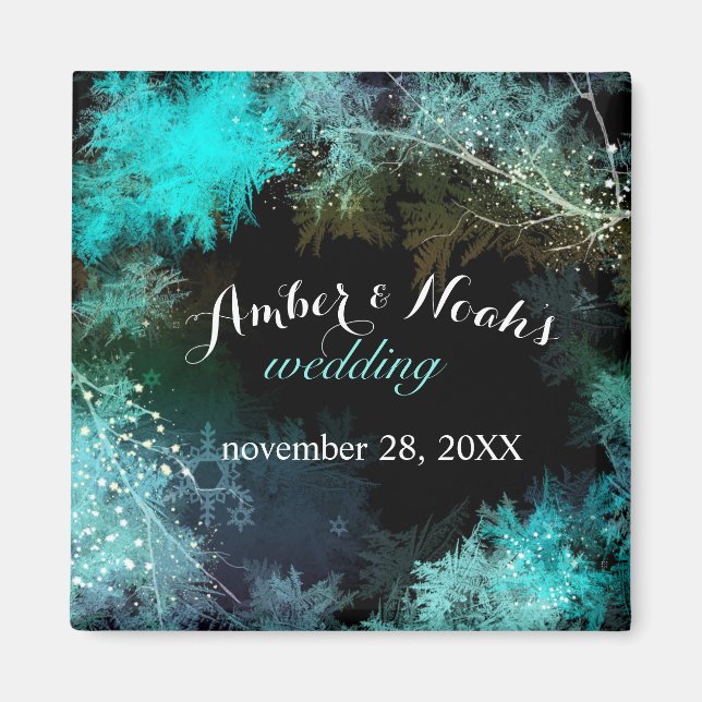 Turquoise Forest Evening Wedding Save the Date Magnet (Vorne)