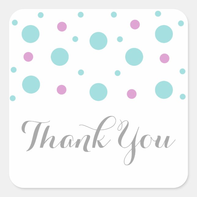 Turquoise Fuchsia Confetti Danke Stickers (Vorderseite)