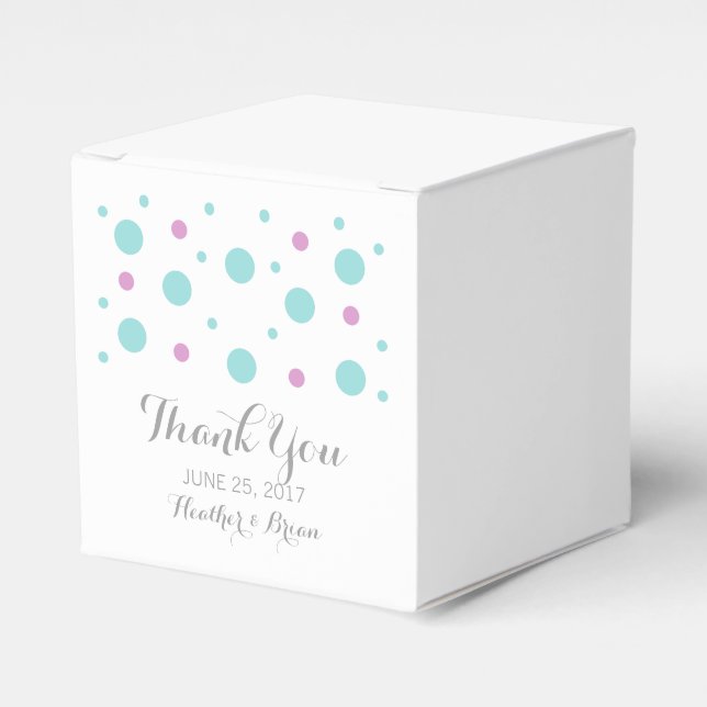 Turquoise Fuchsia Confetti Gastgeschenk Hochzeit B Geschenkschachtel (Vorderseite)