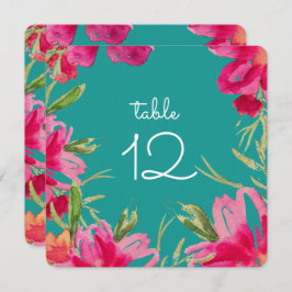 Turquoise Fuchsia Tischnummer Cards