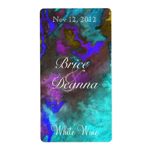 Turquoise Fusion 2 Mariage Vin Étiquette (Devant)