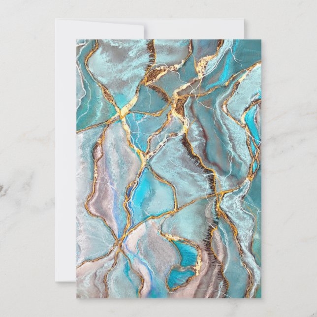 Turquoise Geode Kintsugi Einladung (Vorderseite)