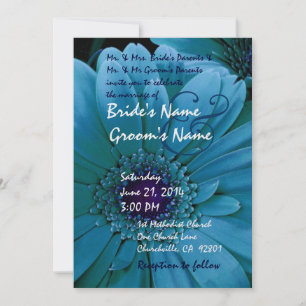 TURQUOISE Gerbera Daisa Faire-part de mariage