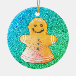 Turquoise Gingerbread Keramik Ornament