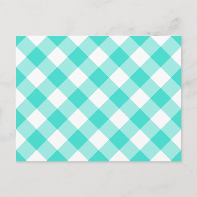 Turquoise Gingham Pattern Postkarte (Vorderseite)