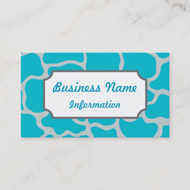 Turquoise Giraffe Print Business Card Visitenkarte (Vorderseite)