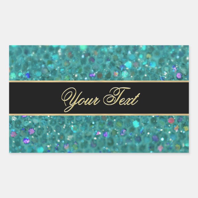 Turquoise Glitter Glam Rechteckiger Aufkleber (Vorderseite)