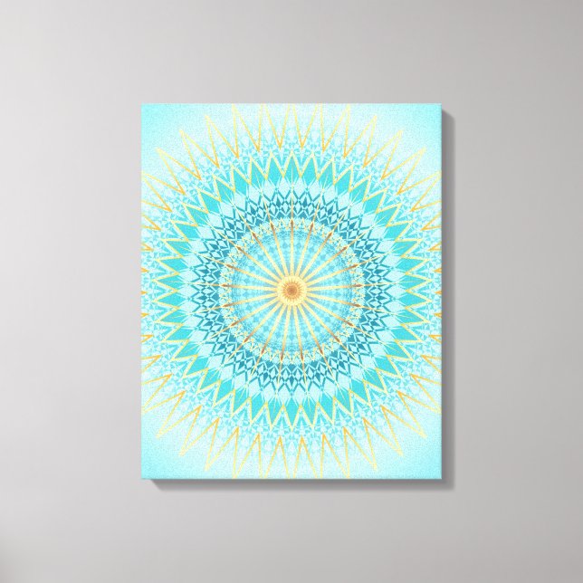 Turquoise Gold Boho Mandala Leinwanddruck (Vorderseite)