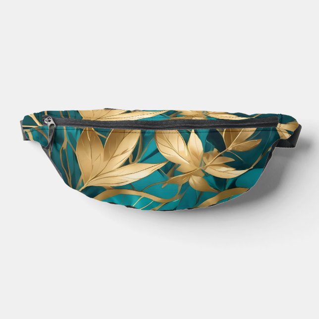Turquoise Gold Boho Popular Blätter Collection Bauchtasche (Ablage )