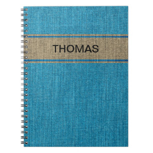 Turquoise Gold Denim Jeans Fabric Name kundenspezi Notizblock