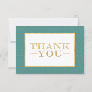 Turquoise & Gold Fleur De Lis Mariage Merci Cartes