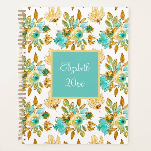 Turquoise & Gold Floral Personalized (Devant)
